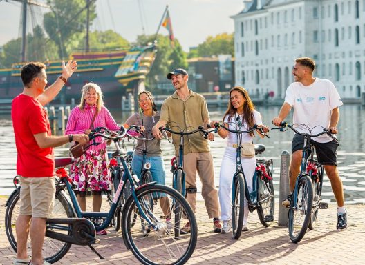 Riding a bike in Amsterdam