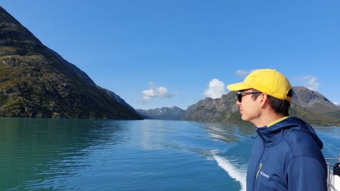 Riding a boat in Norwegian Fjords